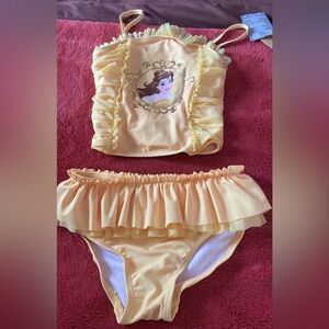 Disney Belle Yellow Ruffled Swimsuit new sz 7/8